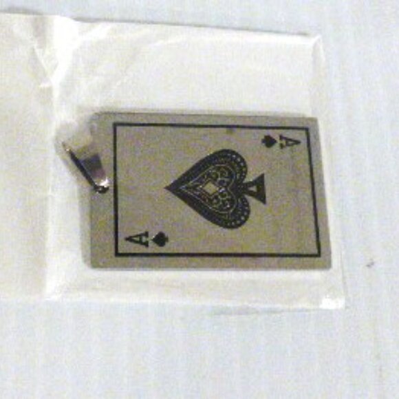 Leather ACE CARD BRACELET Metal ACE PENDANT & NECKLACE Card Deck Casino - Picture 4 of 14